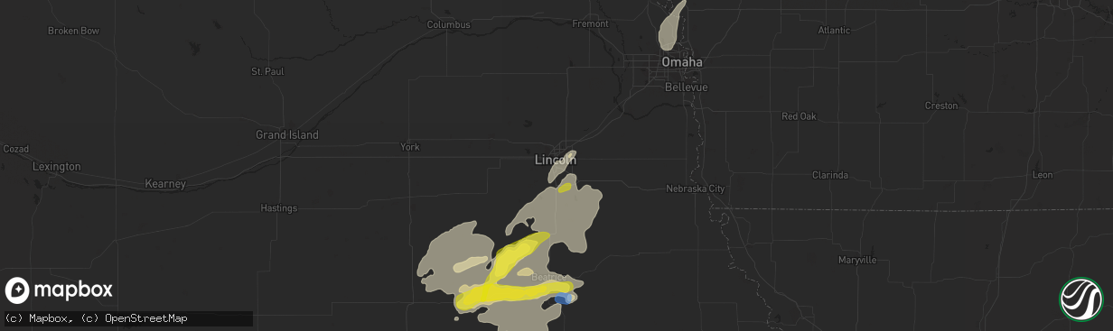 Hail map in Lincoln, NE on June 18, 2020