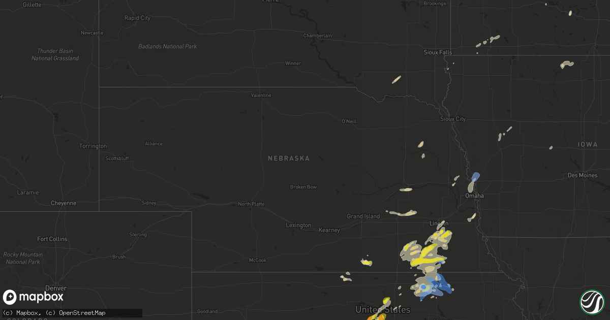 Hail map in Nebraska on June 18, 2020
