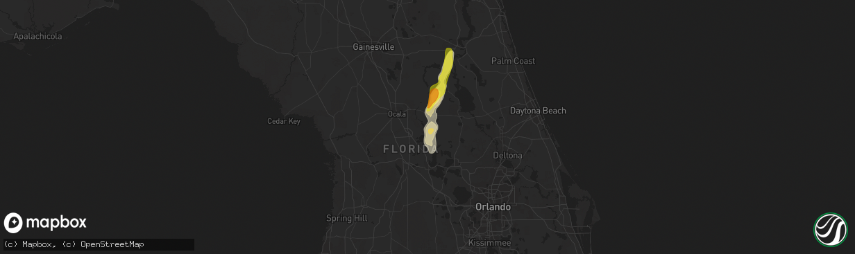 Hail map in Ocklawaha, FL on June 18, 2020