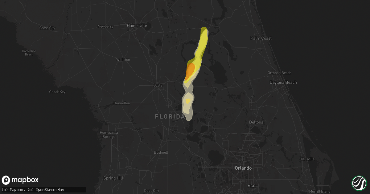 Hail map in Ocklawaha, FL on June 18, 2020