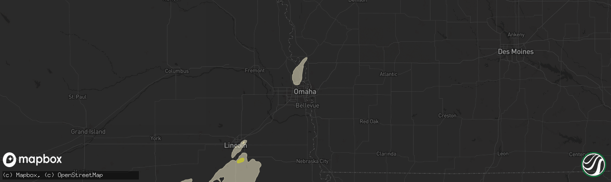 Hail map in Omaha, NE on June 18, 2020