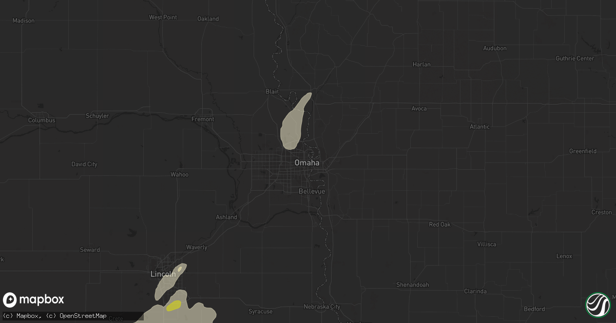 Hail map in Omaha, NE on June 18, 2020