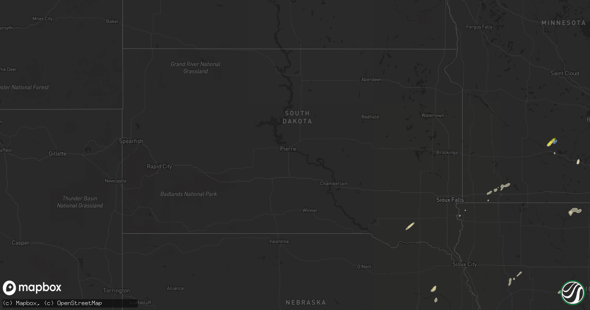 Hail map in South Dakota on June 18, 2020