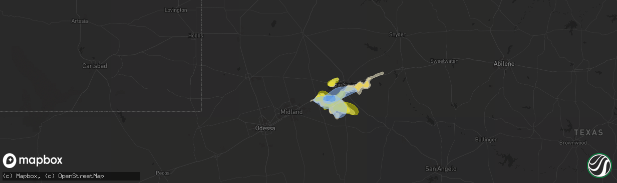 Hail map in Stanton, TX on June 18, 2020