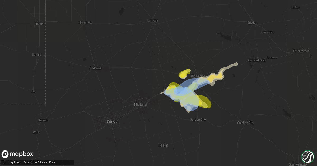 Hail map in Stanton, TX on June 18, 2020
