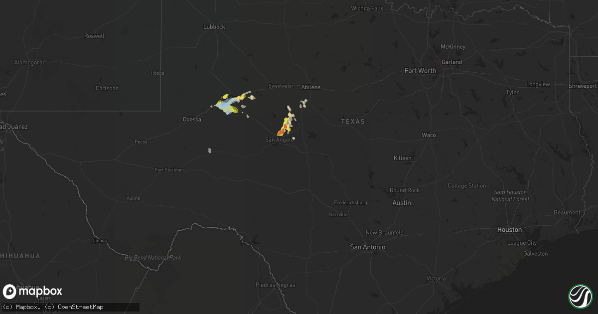 Hail map in Texas on June 18, 2020
