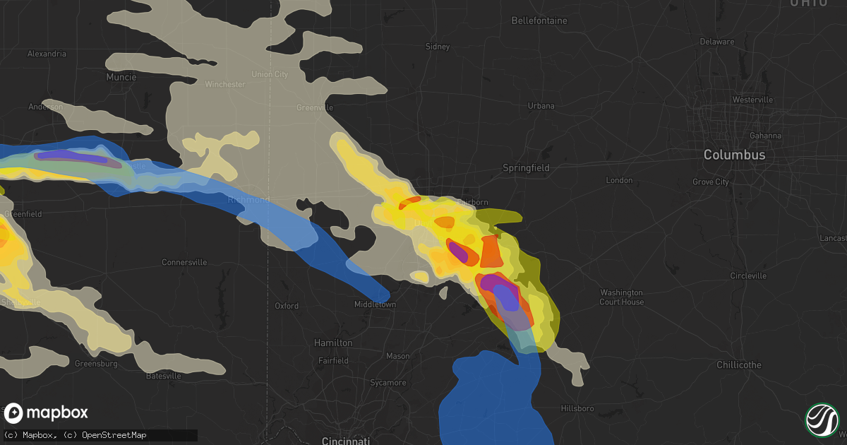 Hail map in Dayton, OH on June 18, 2021