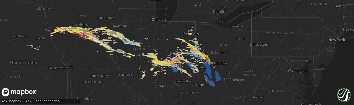 Hail map in Indiana on June 18, 2021