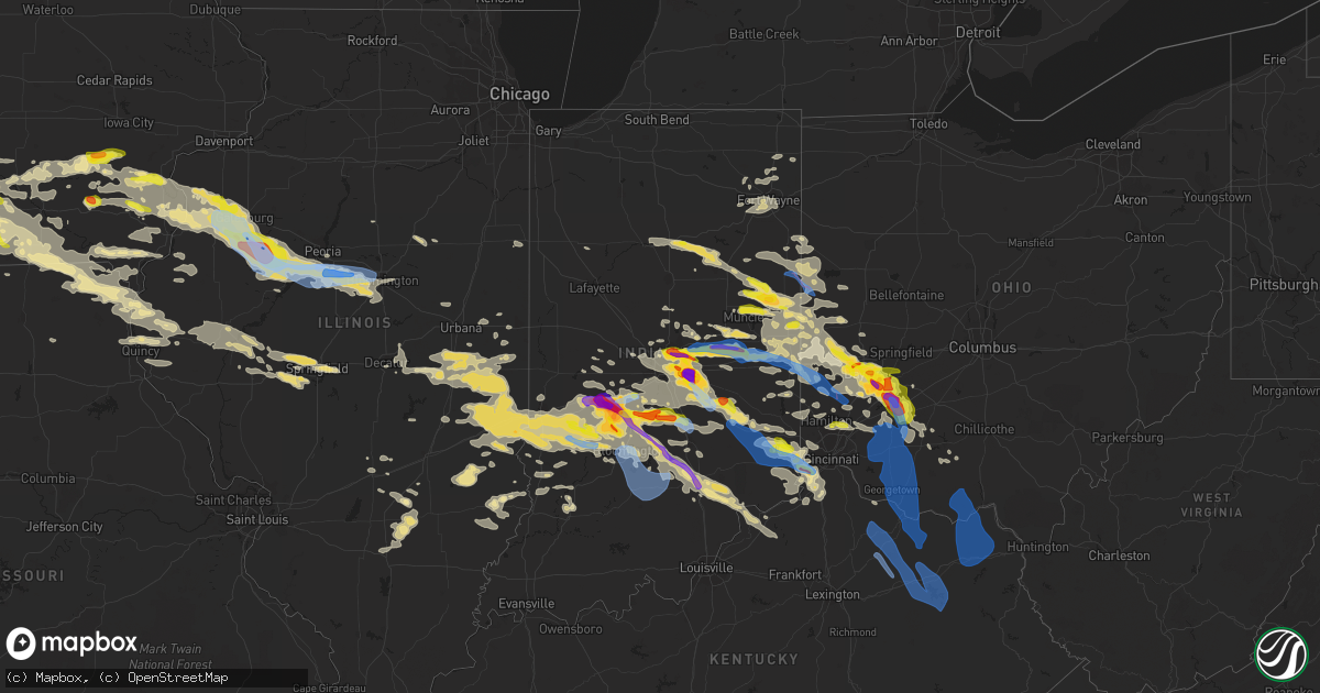 Hail map in Indiana on June 18, 2021