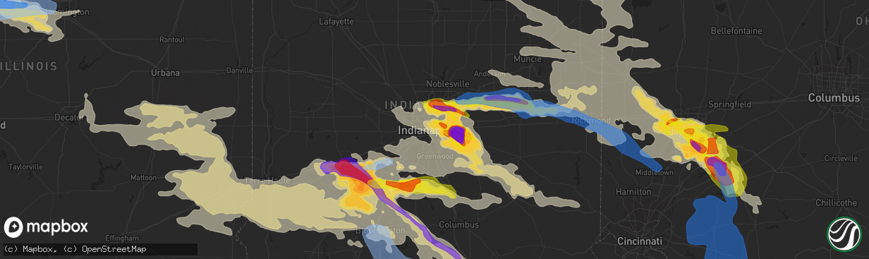 Hail map in Indianapolis, IN on June 18, 2021