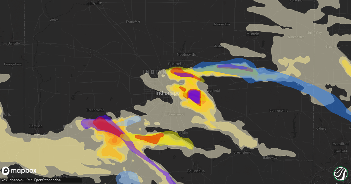 Hail map in Indianapolis, IN on June 18, 2021
