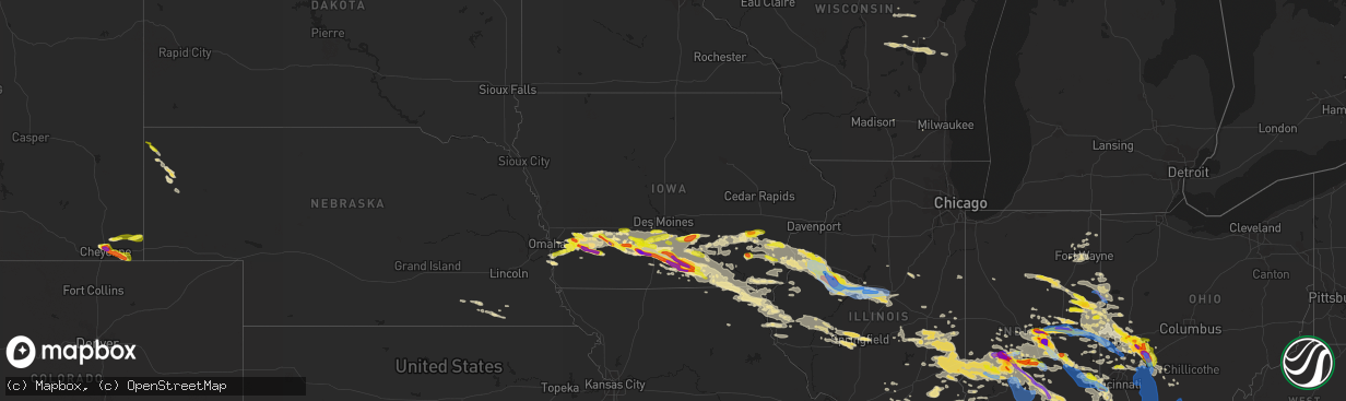 Hail map in Iowa on June 18, 2021