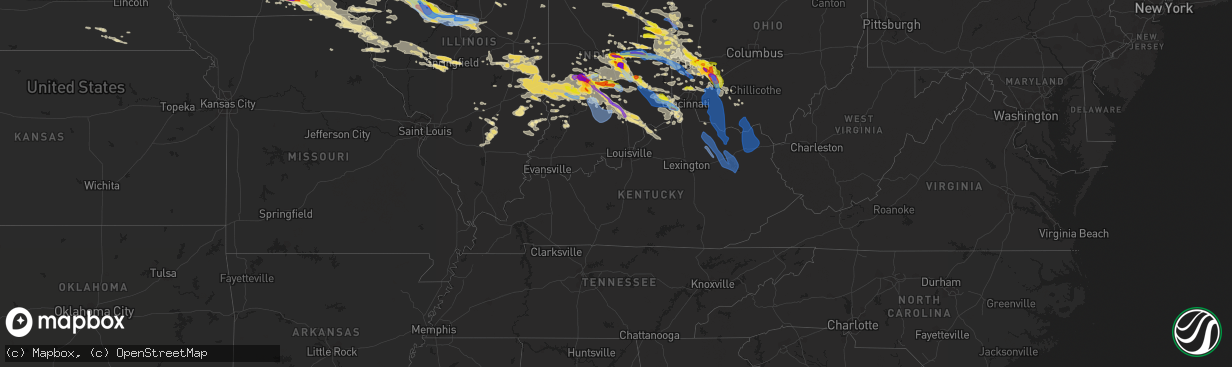 Hail map in Kentucky on June 18, 2021