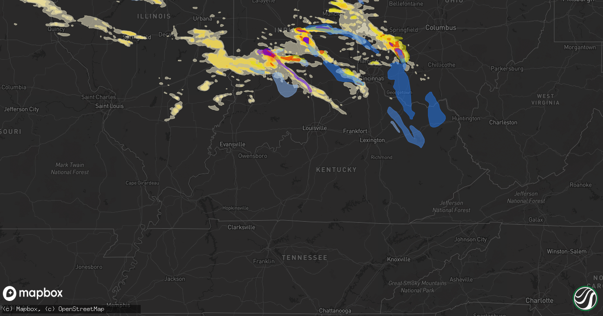 Hail map in Kentucky on June 18, 2021