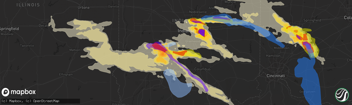 Hail map in Martinsville, IN on June 18, 2021