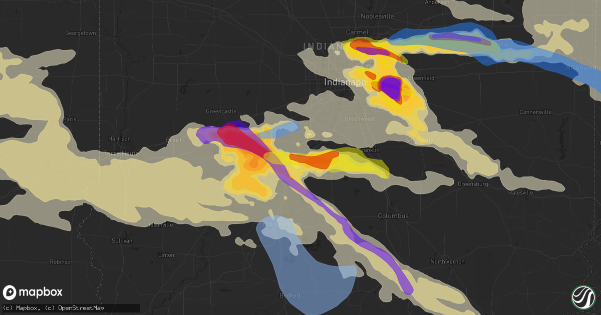 Hail map in Martinsville, IN on June 18, 2021