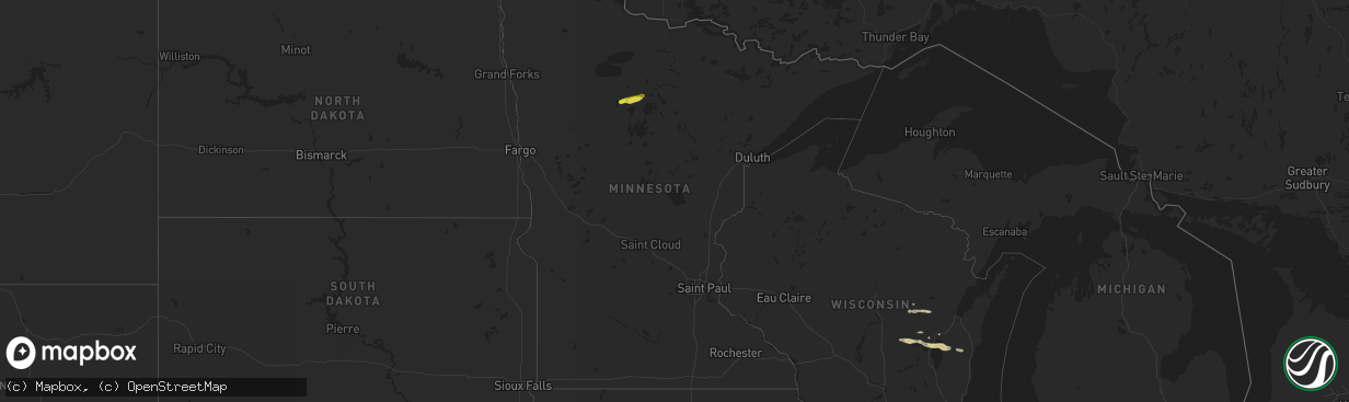 Hail map in Minnesota on June 18, 2021