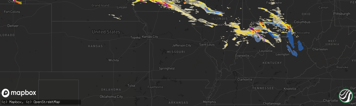 Hail map in Missouri on June 18, 2021