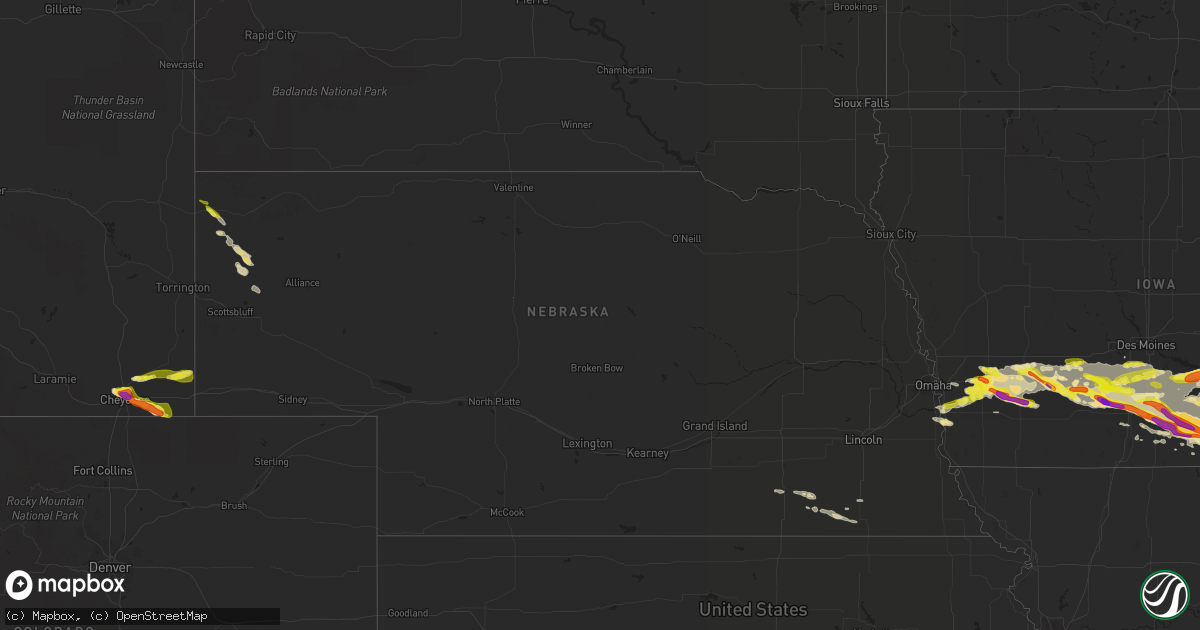 Hail map in Nebraska on June 18, 2021