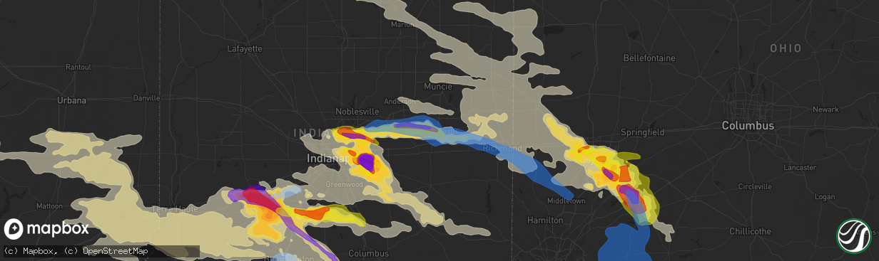 Hail map in New Castle, IN on June 18, 2021