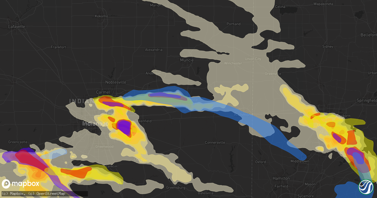 Hail map in New Castle, IN on June 18, 2021
