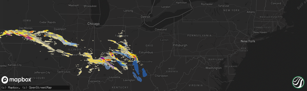 Hail map in Ohio on June 18, 2021