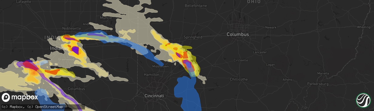 Hail map in Xenia, OH on June 18, 2021