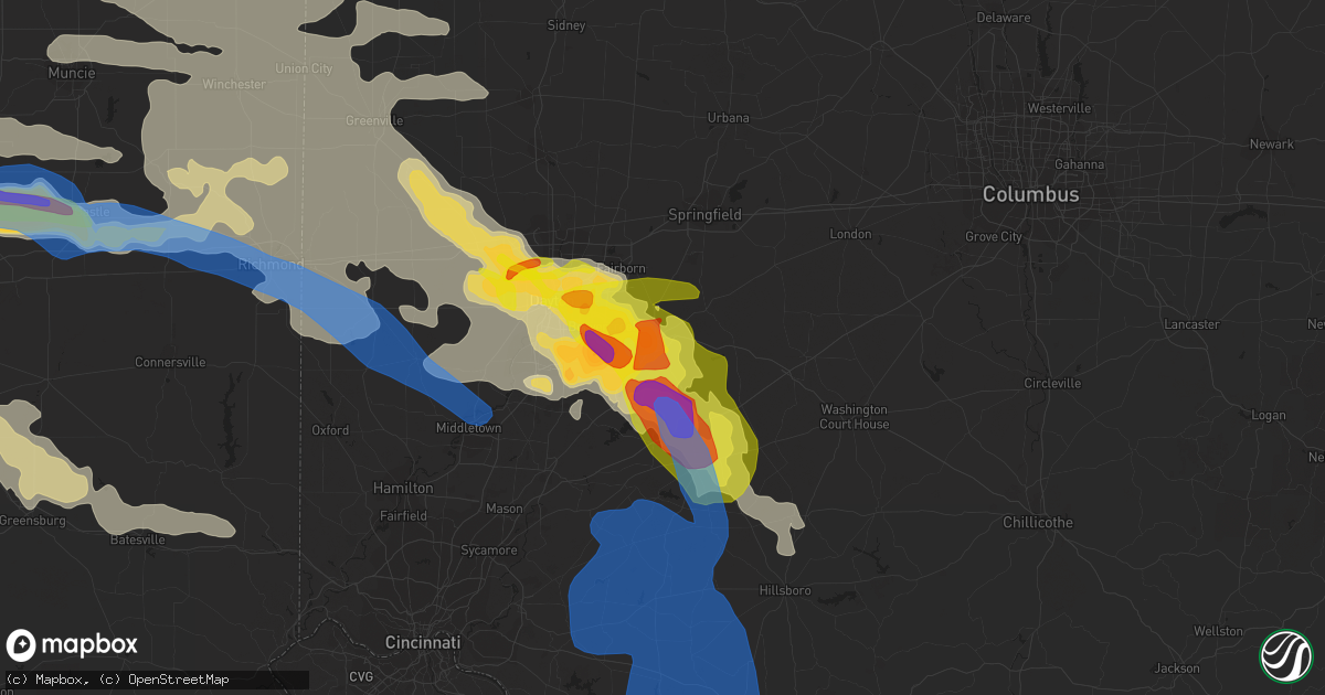 Hail map in Xenia, OH on June 18, 2021