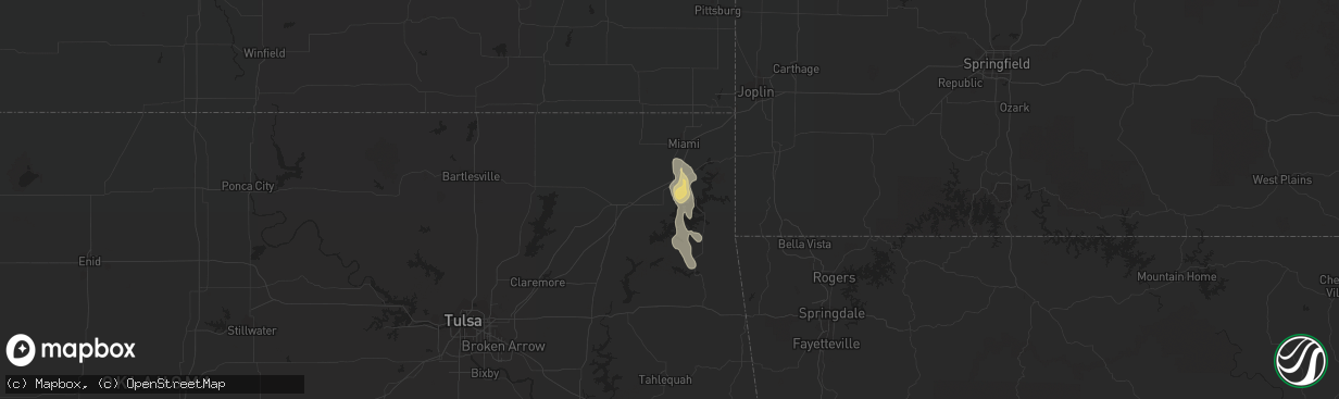 Hail map in Afton, OK on June 18, 2022