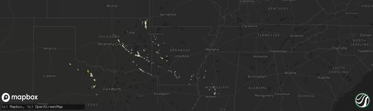 Hail map in Arkansas on June 18, 2022