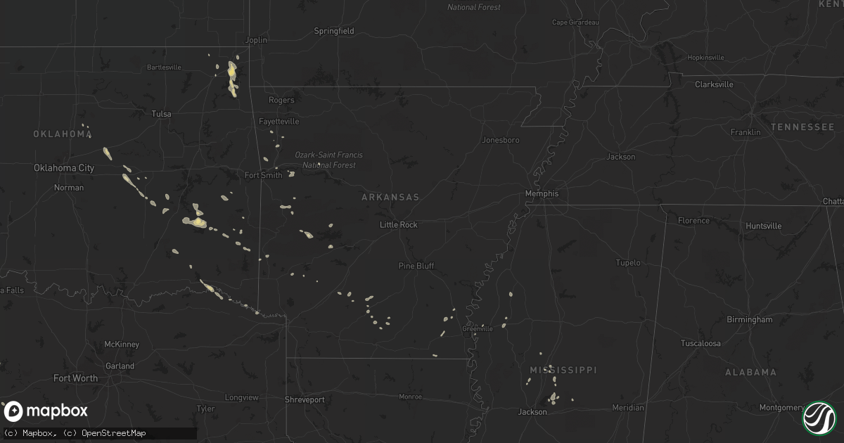 Hail map in Arkansas on June 18, 2022