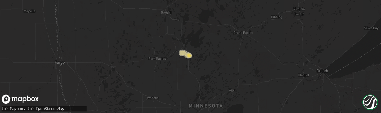 Hail map in Hackensack, MN on June 18, 2022