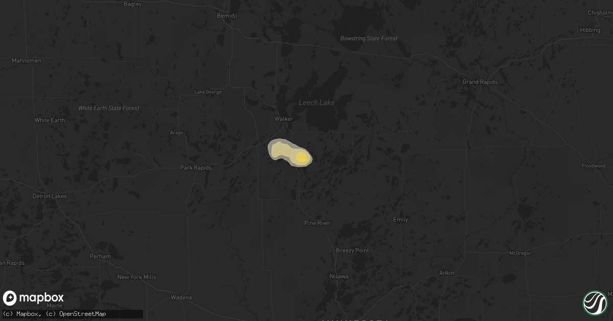 Hail map in Hackensack, MN on June 18, 2022