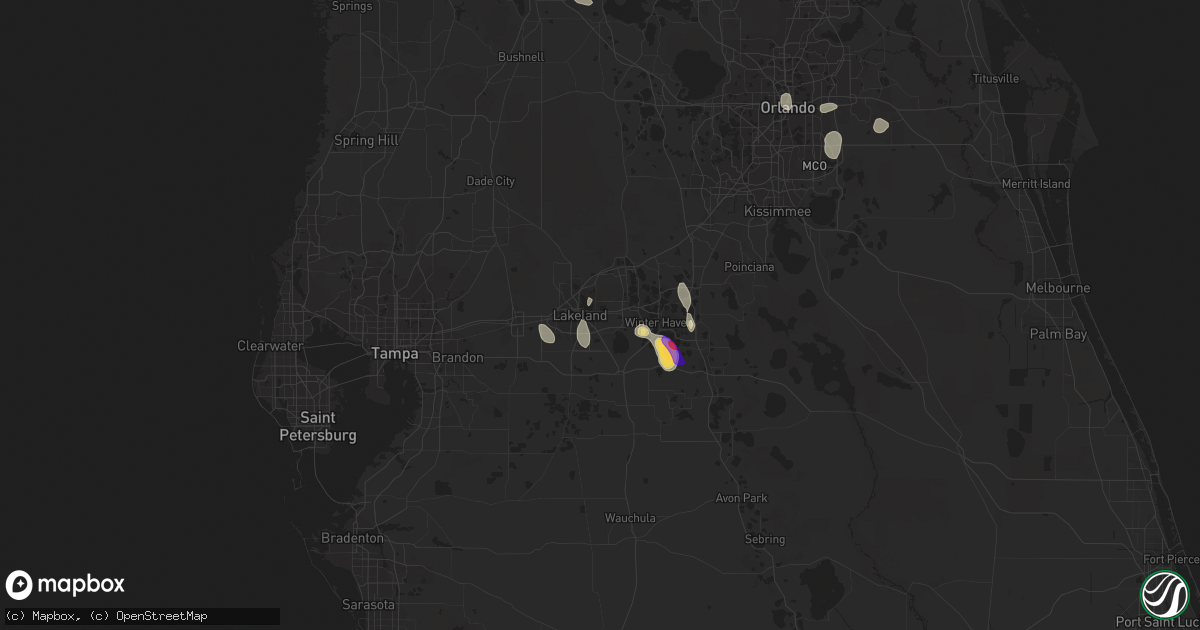 Hail map in Lakeland, FL on June 18, 2022