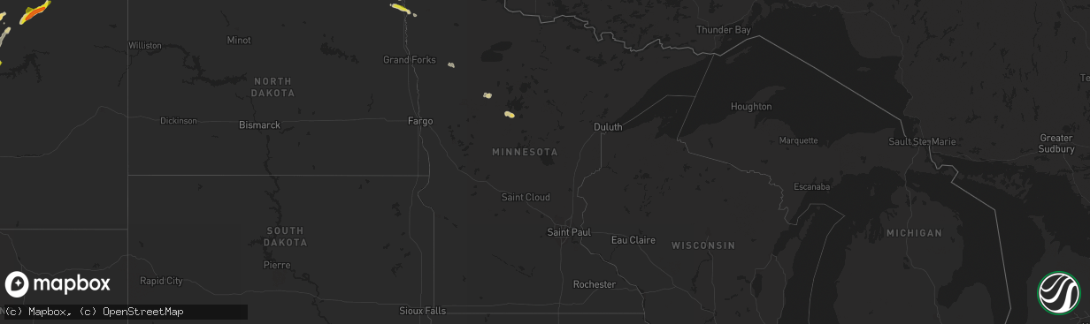 Hail map in Minnesota on June 18, 2022