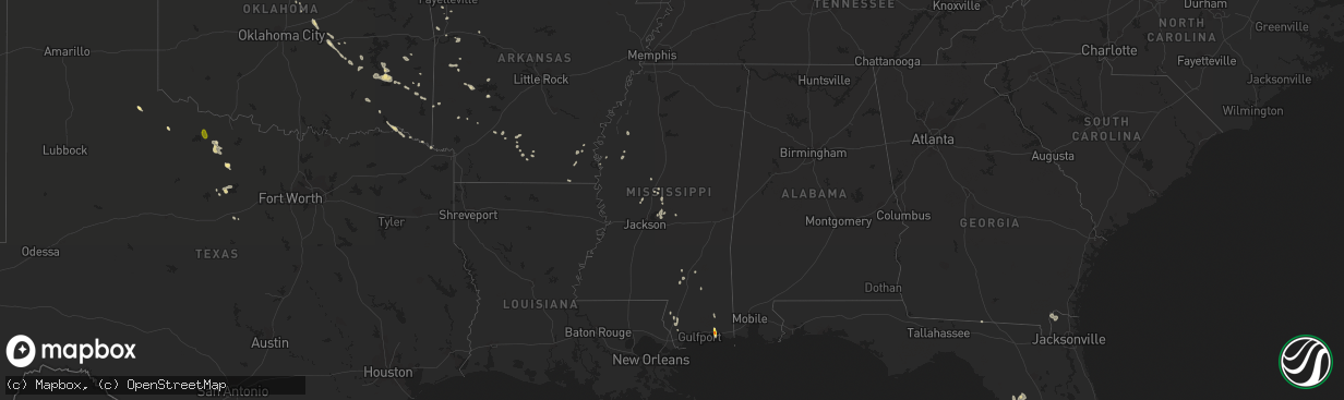 Hail map in Mississippi on June 18, 2022