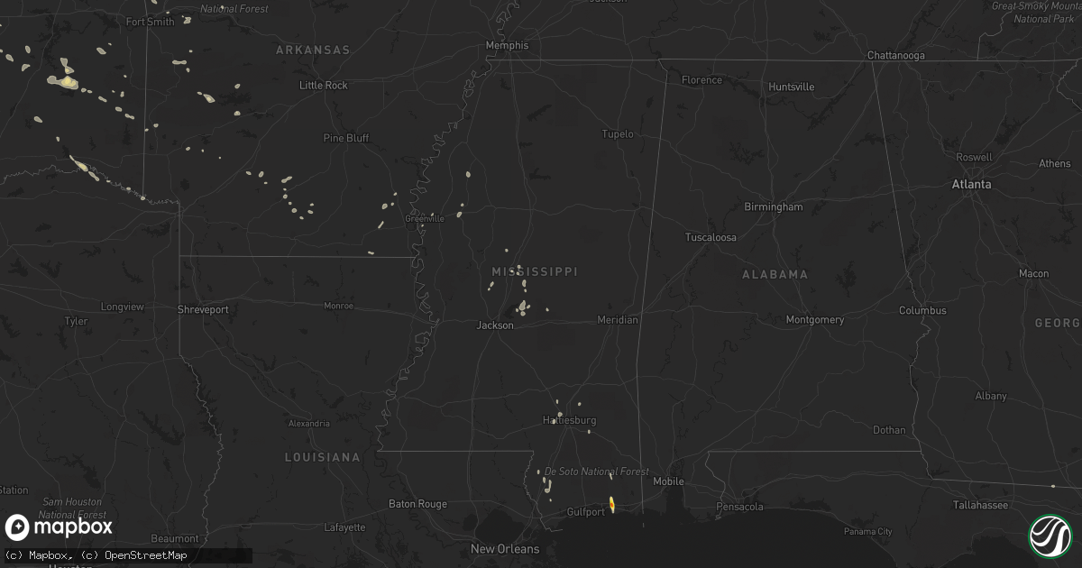 Hail map in Mississippi on June 18, 2022
