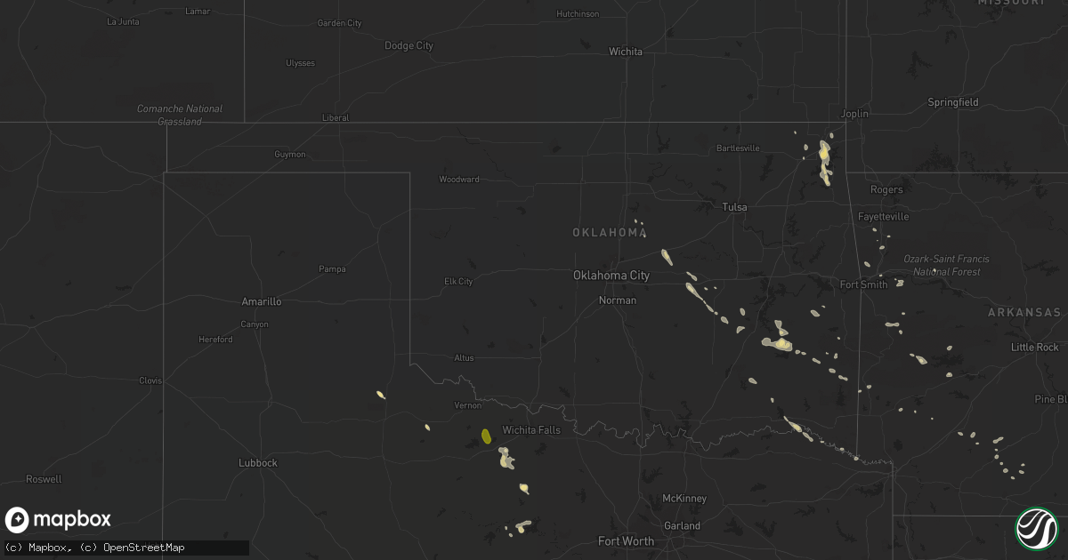 Hail map in Oklahoma on June 18, 2022