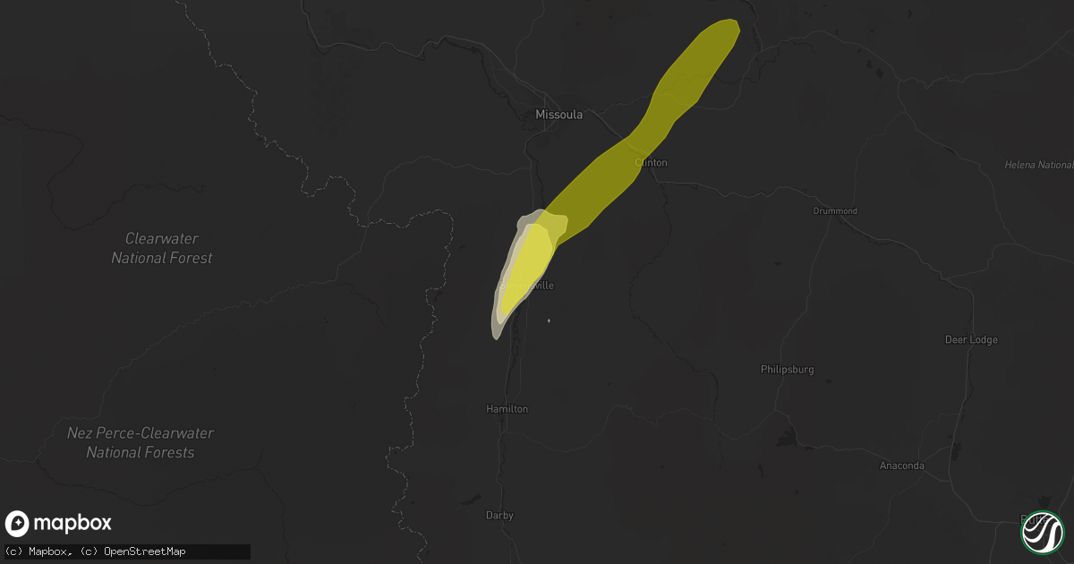 Hail map in Stevensville, MT on June 18, 2022