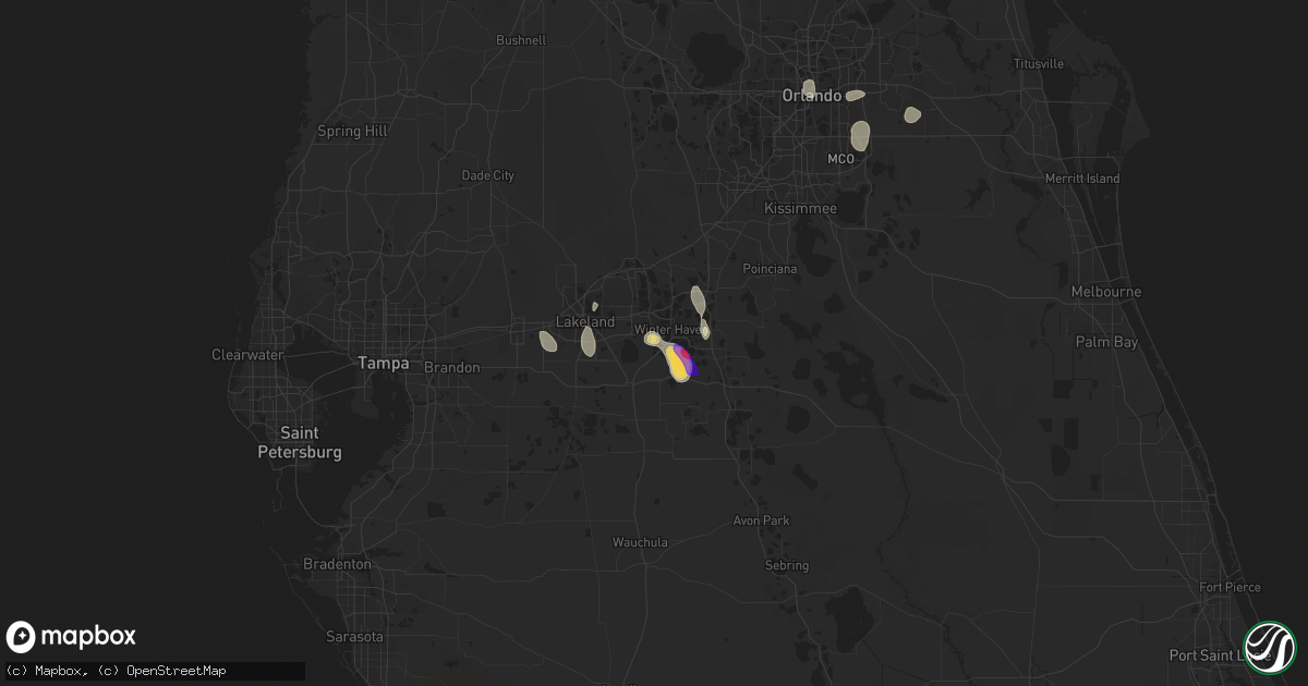 Hail map in Winter Haven, FL on June 18, 2022