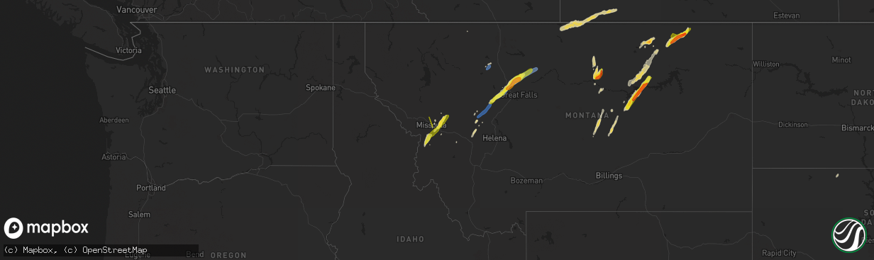 Hail map on June 18, 2022