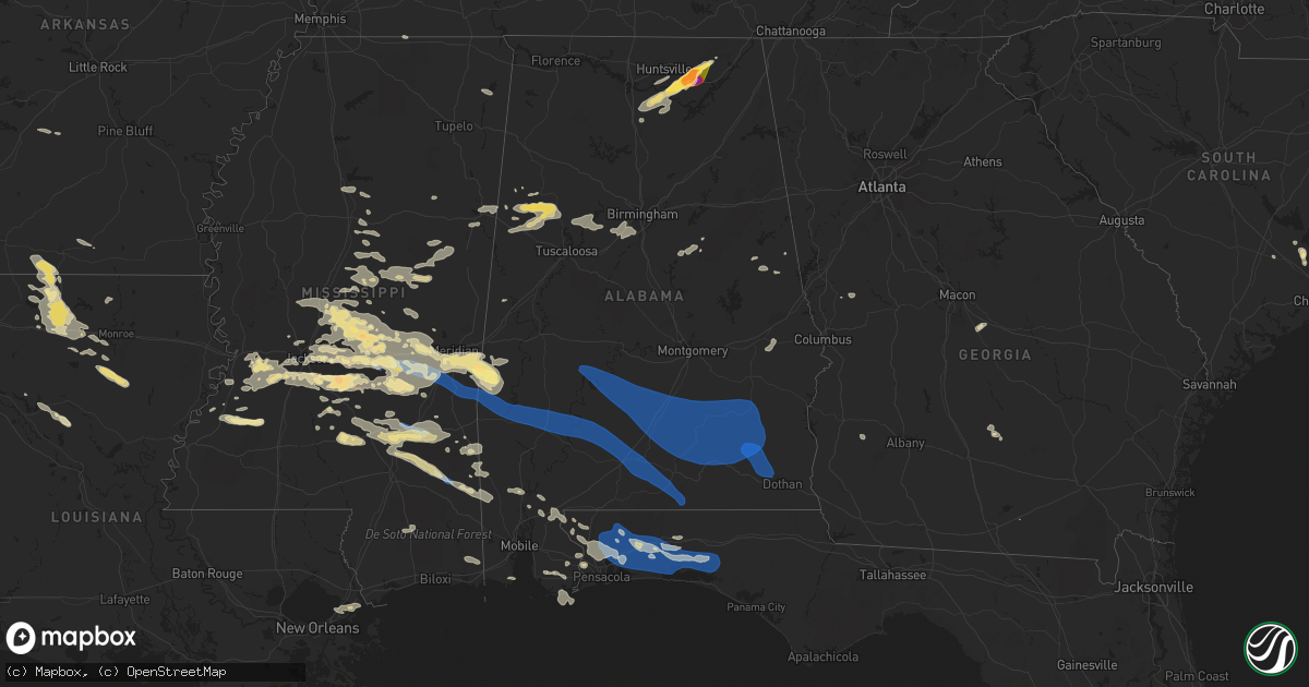 Hail map in Alabama on June 18, 2023