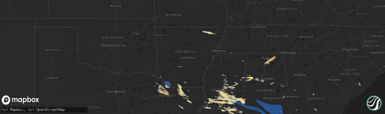 Hail map in Arkansas on June 18, 2023