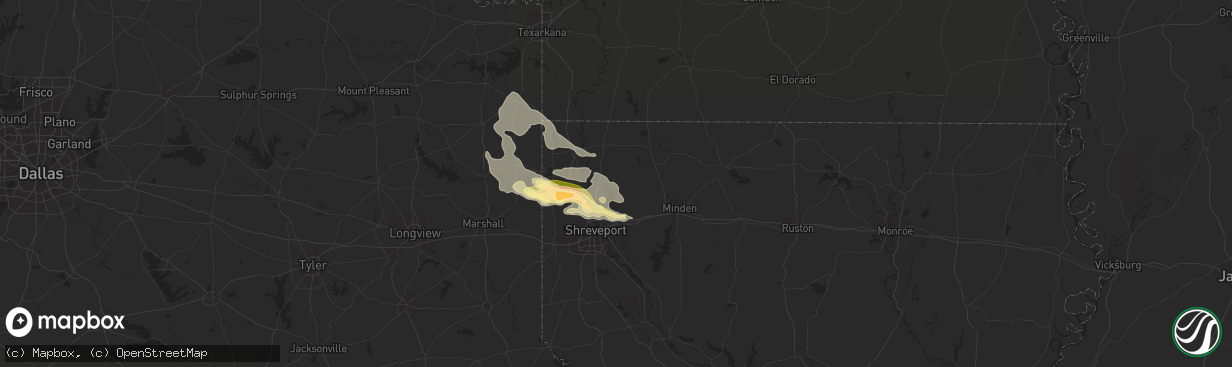 Hail map in Benton, LA on June 18, 2023