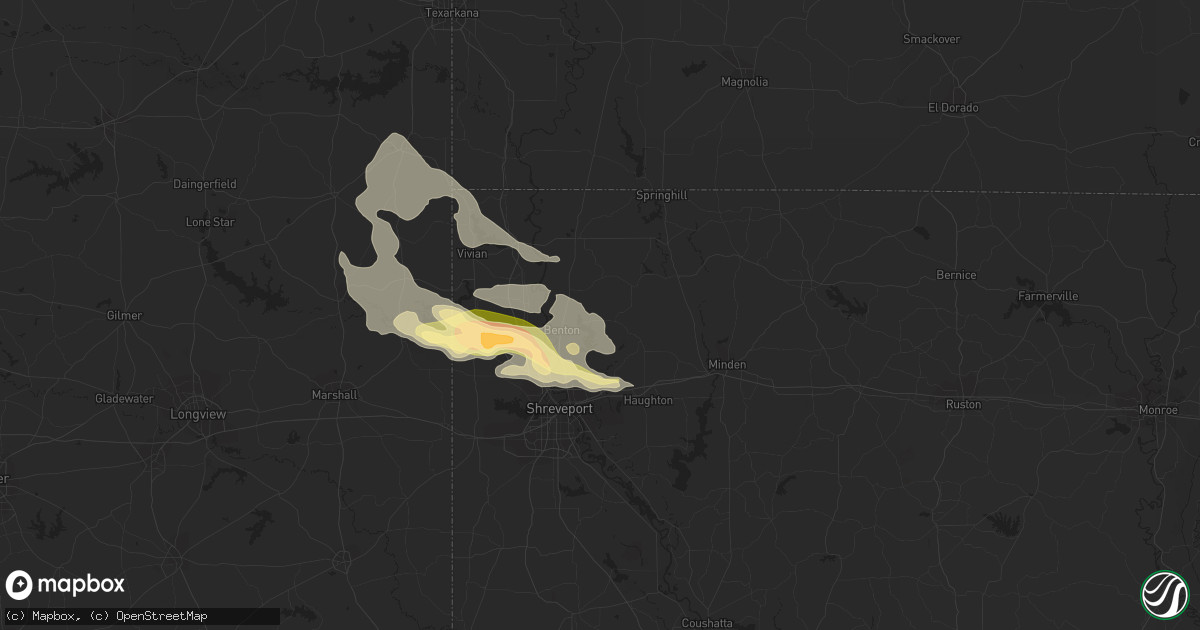 Hail map in Benton, LA on June 18, 2023