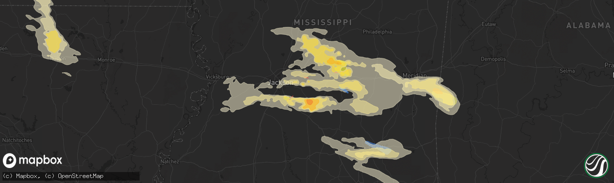 Hail map in Brandon, MS on June 18, 2023