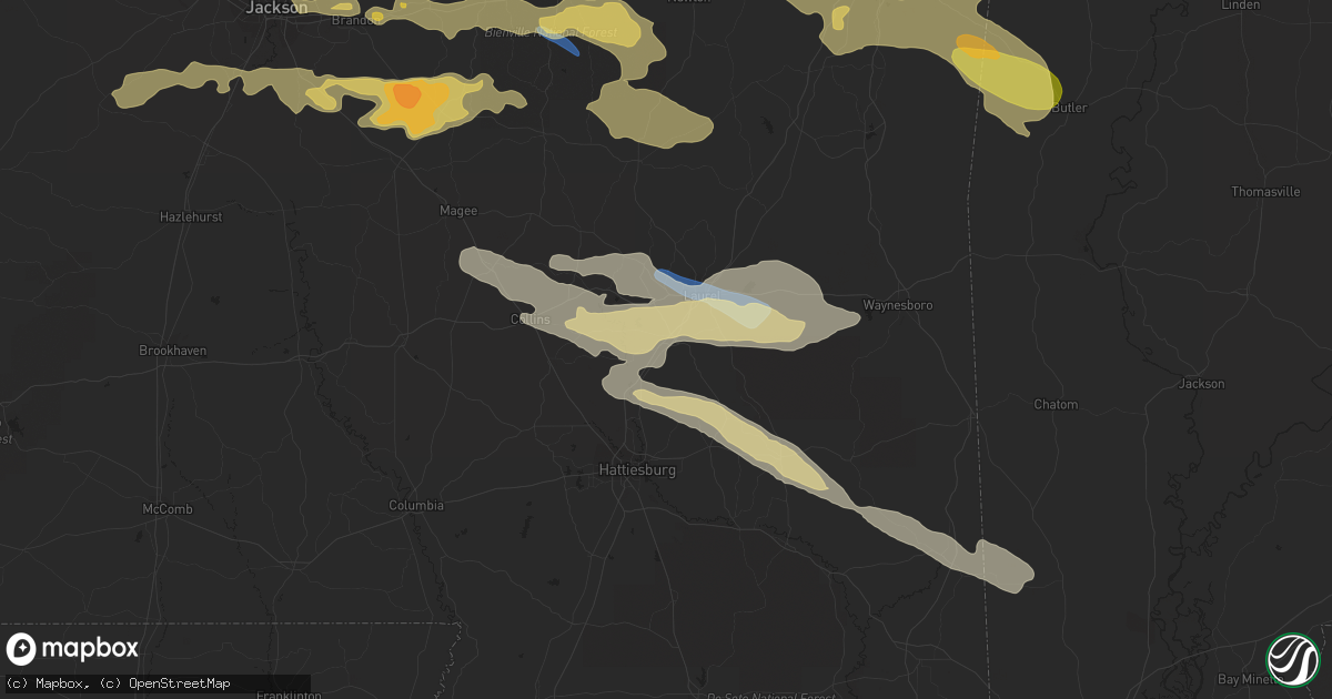 Hail map in Ellisville, MS on June 18, 2023