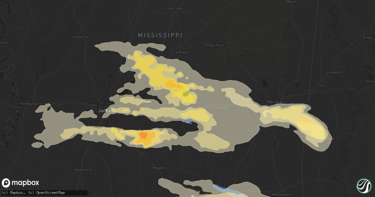 Hail map in Forest, MS on June 18, 2023