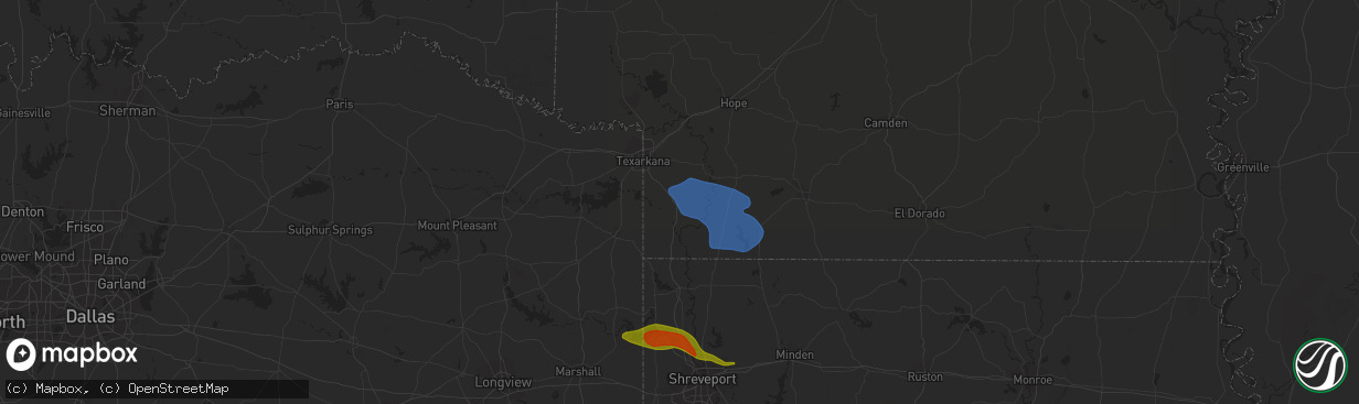 Hail map in Fouke, AR on June 18, 2023