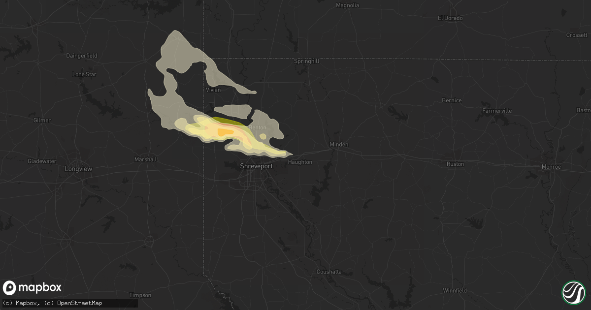 Hail map in Haughton, LA on June 18, 2023